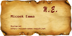 Micsek Emma névjegykártya